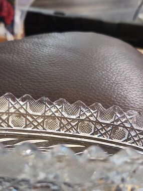 Vnt crystal cut glass relish or celery dish, likely American Brilliant Period